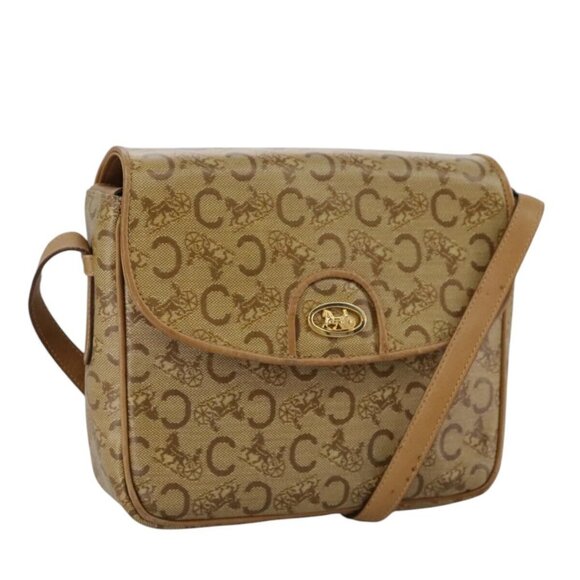 CELINE C Sulky Shoulder Bag PVC Beige Gold Auth - Picture 1 of 16